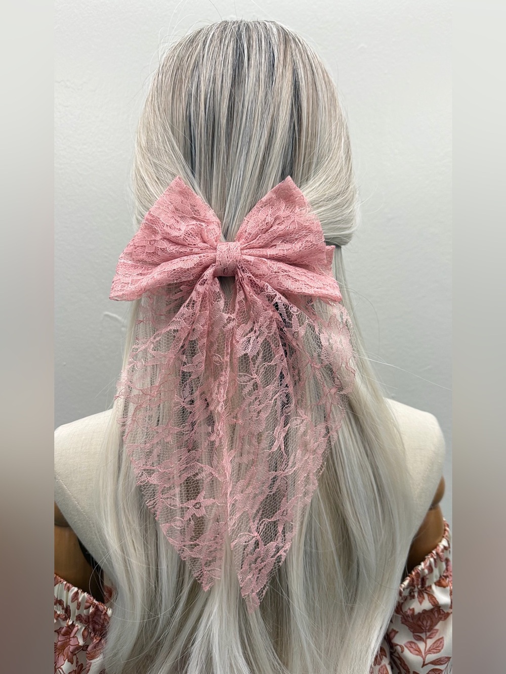 Pink Lace Bow Hair Barrette Large Coquette Romantic French Hair Clip